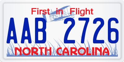 NC license plate AAB2726