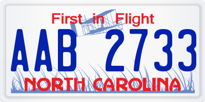 NC license plate AAB2733