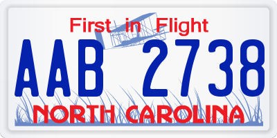 NC license plate AAB2738