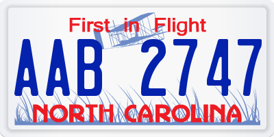 NC license plate AAB2747