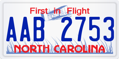 NC license plate AAB2753