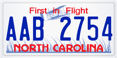 NC license plate AAB2754