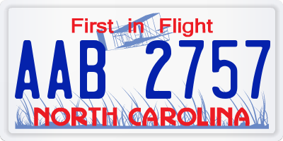 NC license plate AAB2757