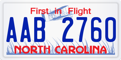 NC license plate AAB2760