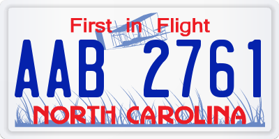 NC license plate AAB2761