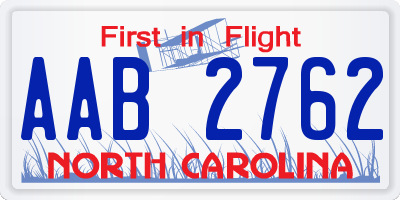 NC license plate AAB2762