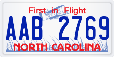NC license plate AAB2769