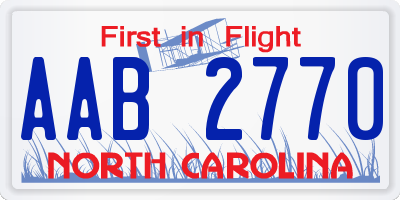 NC license plate AAB2770