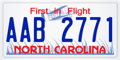 NC license plate AAB2771