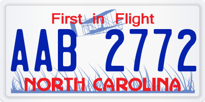 NC license plate AAB2772