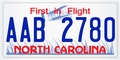 NC license plate AAB2780