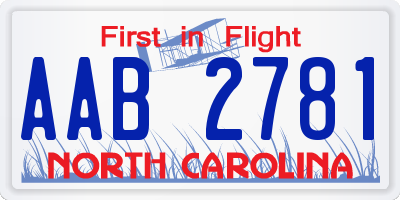 NC license plate AAB2781