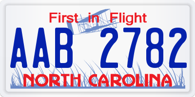 NC license plate AAB2782