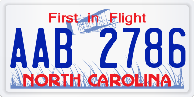 NC license plate AAB2786