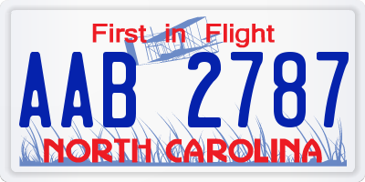 NC license plate AAB2787