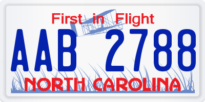 NC license plate AAB2788