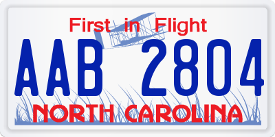 NC license plate AAB2804