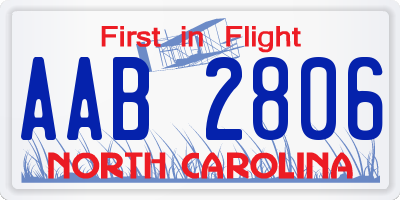 NC license plate AAB2806