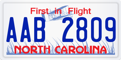 NC license plate AAB2809