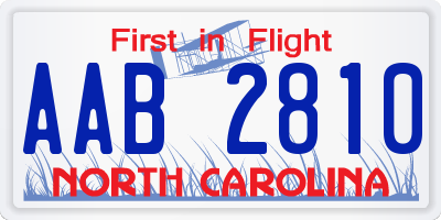 NC license plate AAB2810