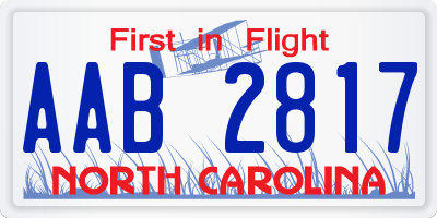 NC license plate AAB2817