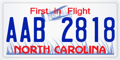 NC license plate AAB2818