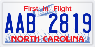 NC license plate AAB2819