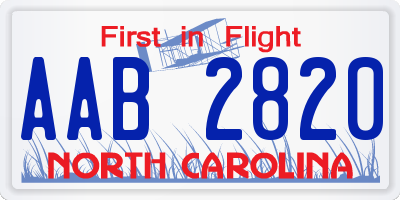 NC license plate AAB2820