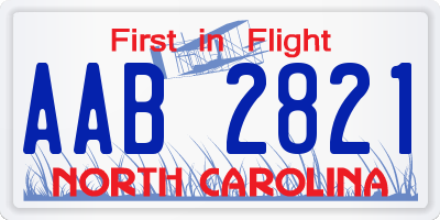 NC license plate AAB2821