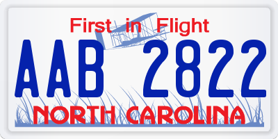 NC license plate AAB2822