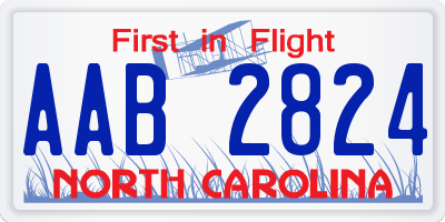 NC license plate AAB2824