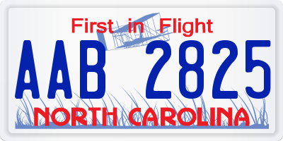 NC license plate AAB2825