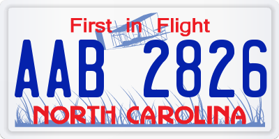 NC license plate AAB2826