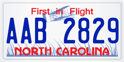 NC license plate AAB2829