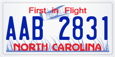NC license plate AAB2831