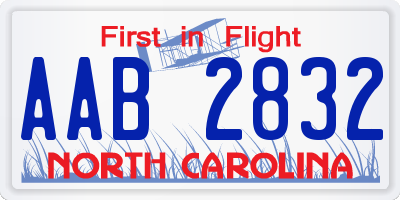NC license plate AAB2832