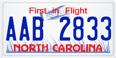 NC license plate AAB2833