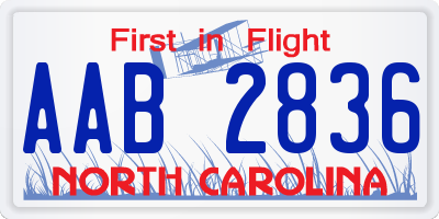 NC license plate AAB2836