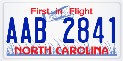 NC license plate AAB2841