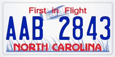 NC license plate AAB2843