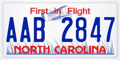 NC license plate AAB2847