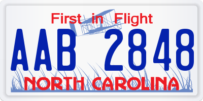 NC license plate AAB2848