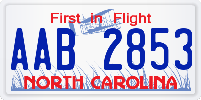 NC license plate AAB2853