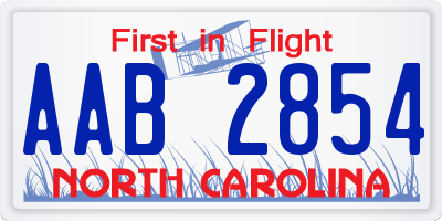 NC license plate AAB2854