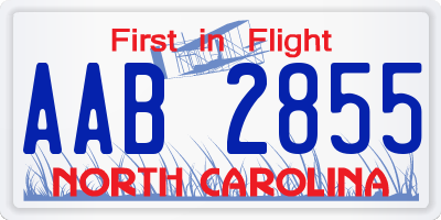 NC license plate AAB2855