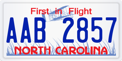 NC license plate AAB2857
