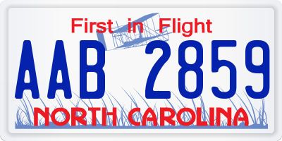 NC license plate AAB2859