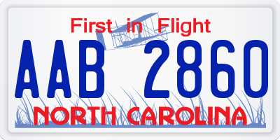 NC license plate AAB2860