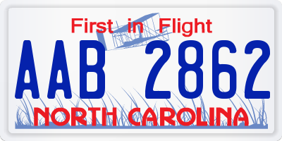 NC license plate AAB2862