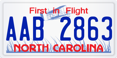 NC license plate AAB2863